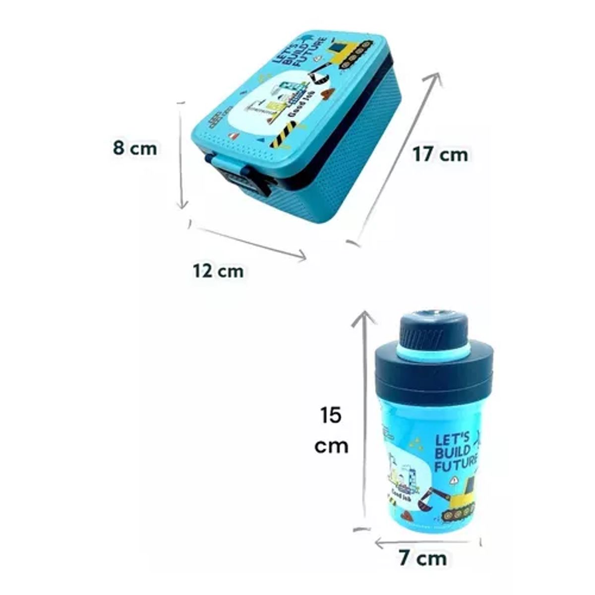 GENERICO - Set de lonchera fiambrera y botella para niños diseño infantil color celeste