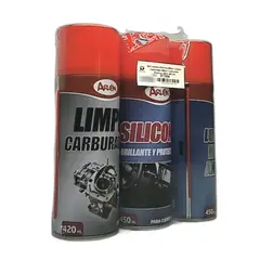 GENERICO - Set Limpieza Silicona 450ml Limpia Carburador 450ml Lubricante Multiuso 450ml ARLON