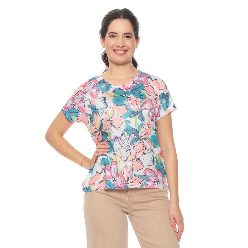 WADOS - POLERA MANGA CORTA SUBLIMADA CON APLICACION STRASS ESCOTE REDONDO