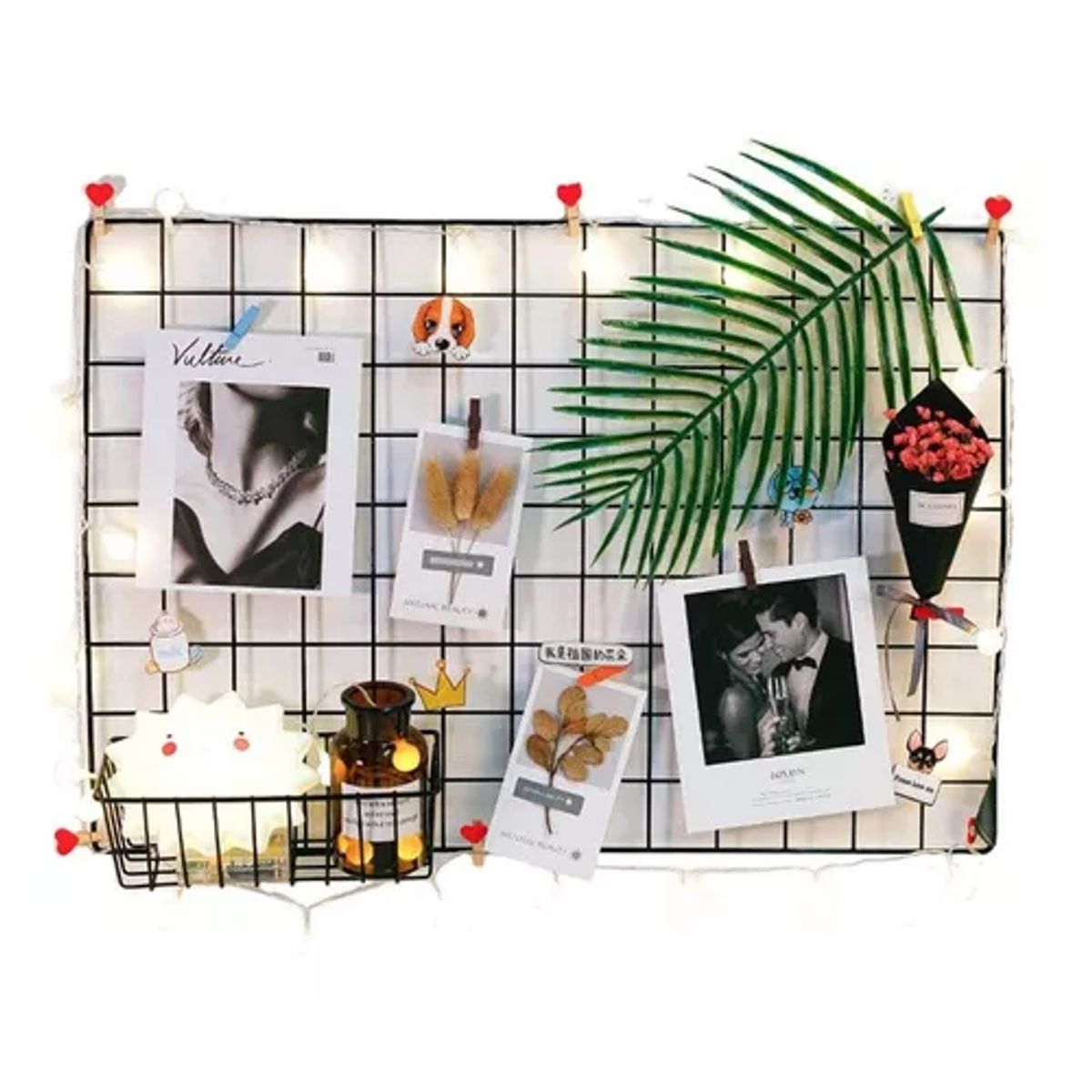 GENERICO - Rejilla metálica rectangular para fotos o marcos de fotos color negro