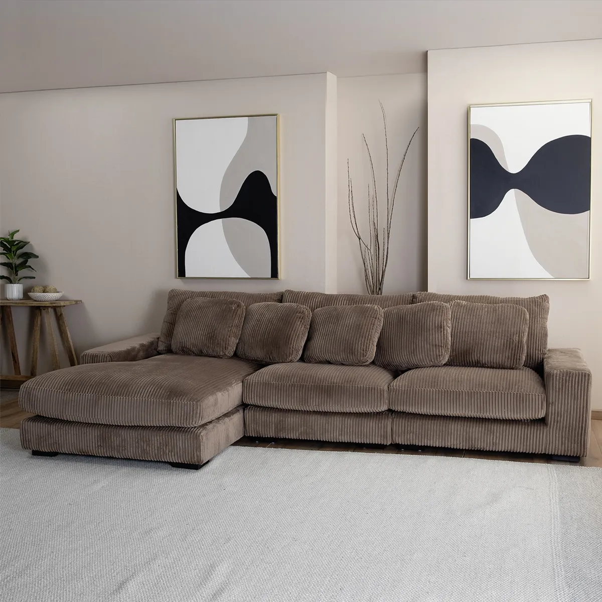 DANIELS - Sofá Seccional Izquierdo Moderno Café Kansas KM991LBR