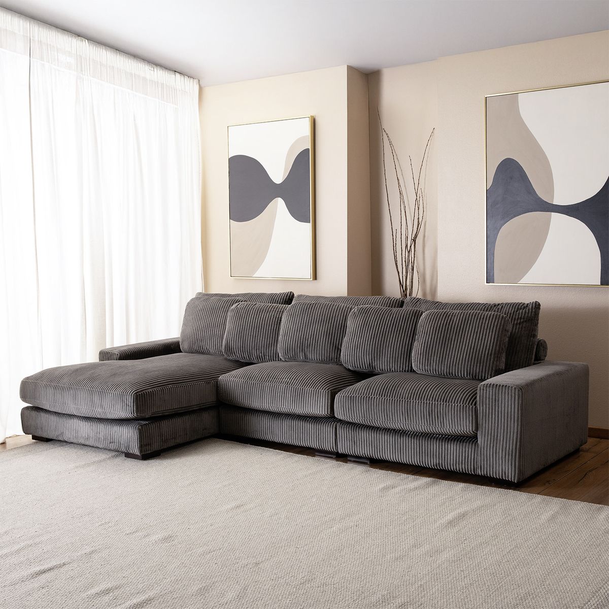 DANIELS - Sofá Seccional Izquierdo Moderno Gris Kansas KM991LGR