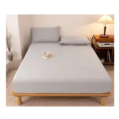 GENERICO - Sábana bajera tamaño FULL 135x190x28 GRIS ALGODÓN