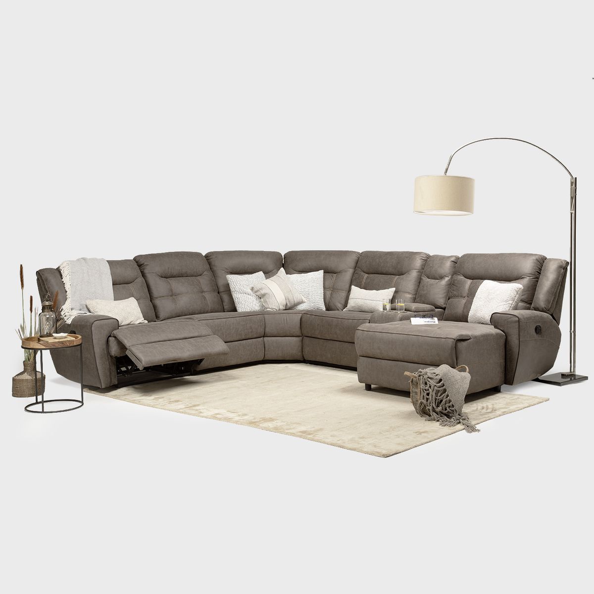 DANIELS - Sofá Seccional Derecho Reclinable Moderno Café Grand