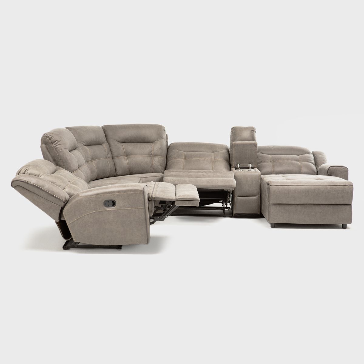 DANIELS - Sofá Seccional Derecho Reclinable Moderno Café Grand