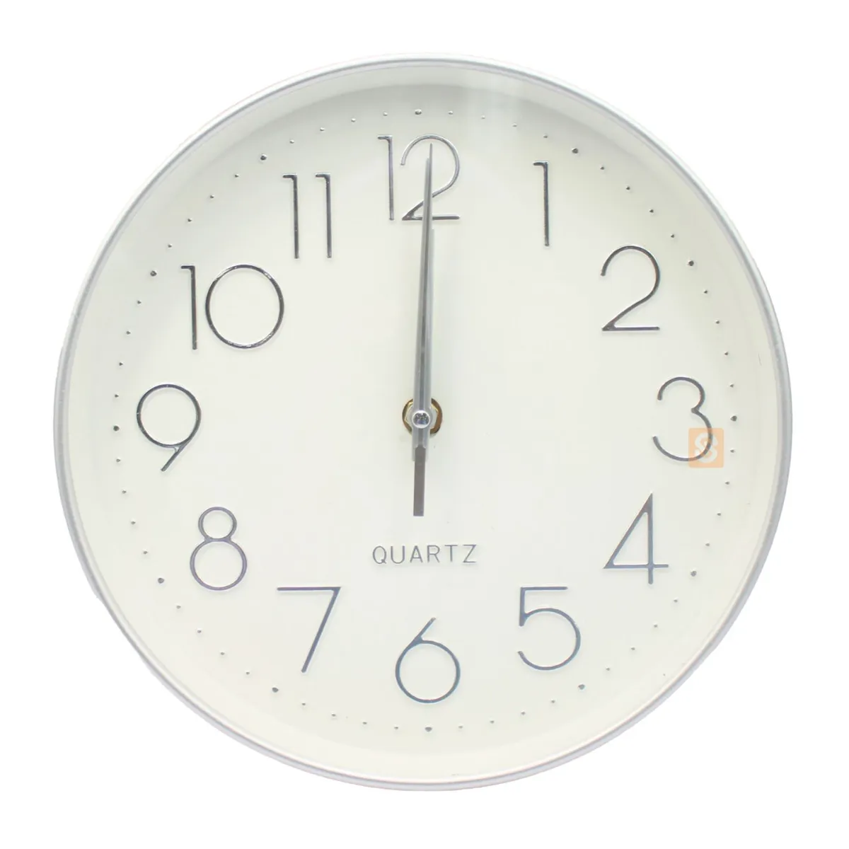 QUARTZ - Reloj Mural Blanco Silver 25cm Elegancia y Funcionalidad - SC