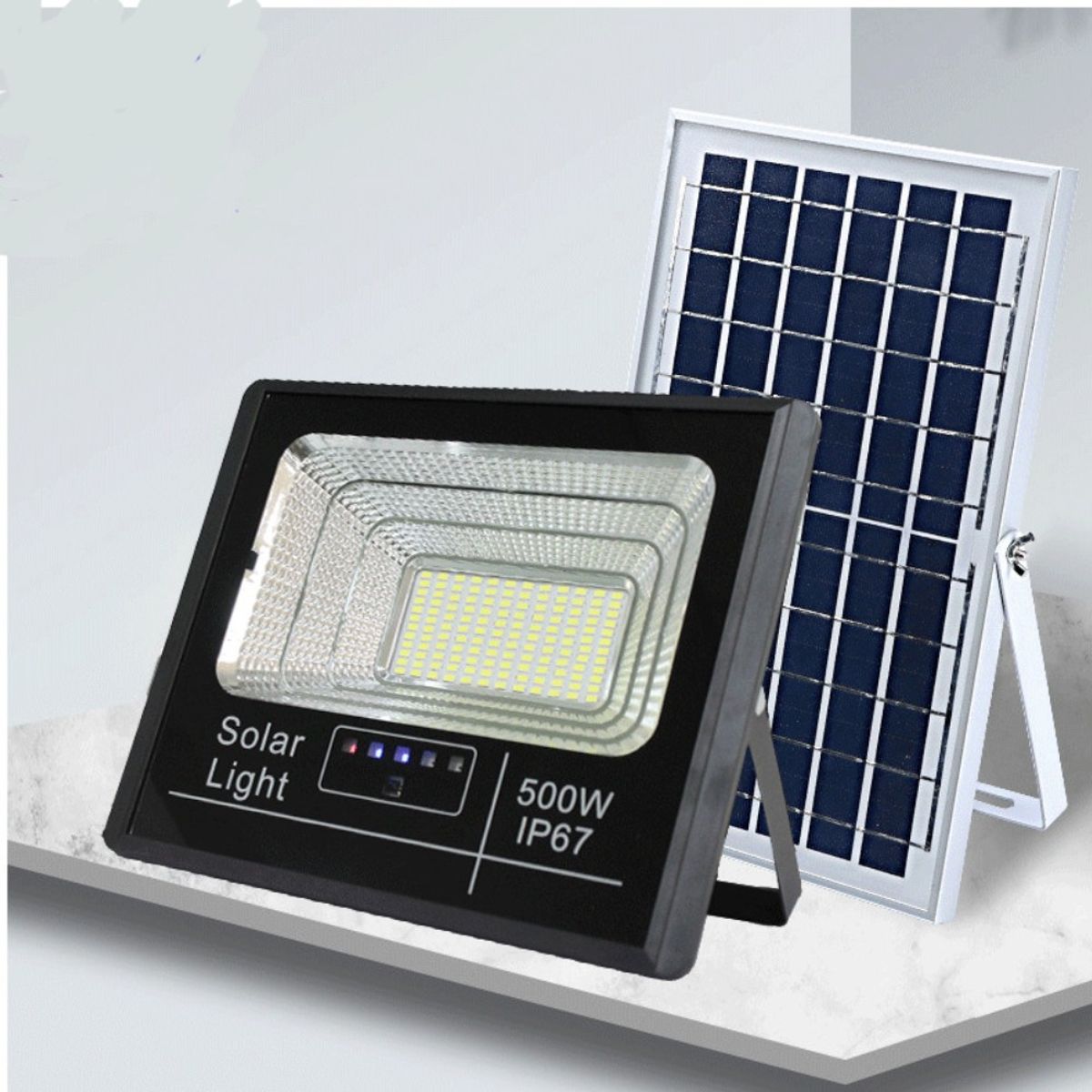 METEX - 500w Foco Reflector Solar Exterior Color Negro Luz Blanco