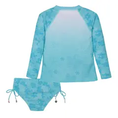 DISNEY - Traje de baño Niña Set UV50 MLarga Princesas - Celeste