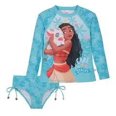 DISNEY - Traje de baño Niña Set UV50 MLarga Princesas - Celeste
