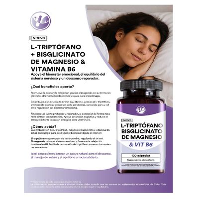 Imagen 2 del producto Triptofano + Bisglicinato de Magnesio Nf 2x120 Caps Recuperacion