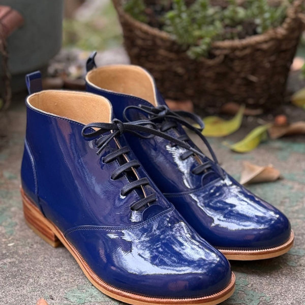 GANDARVA - Botín Mujer de Cuero Herminia Azul