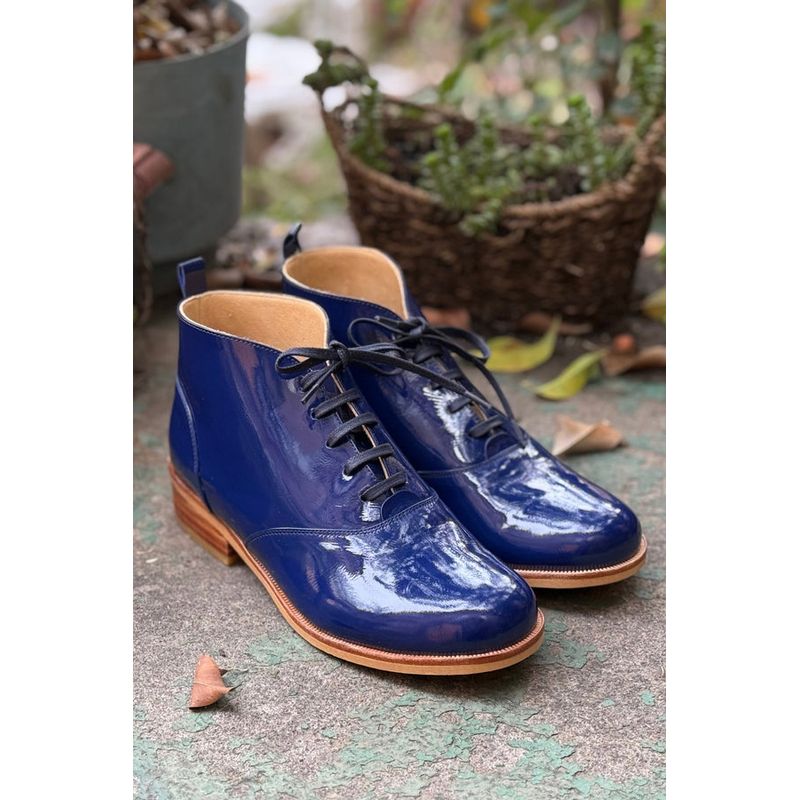 GANDARVA - Botín Mujer de Cuero Herminia Azul