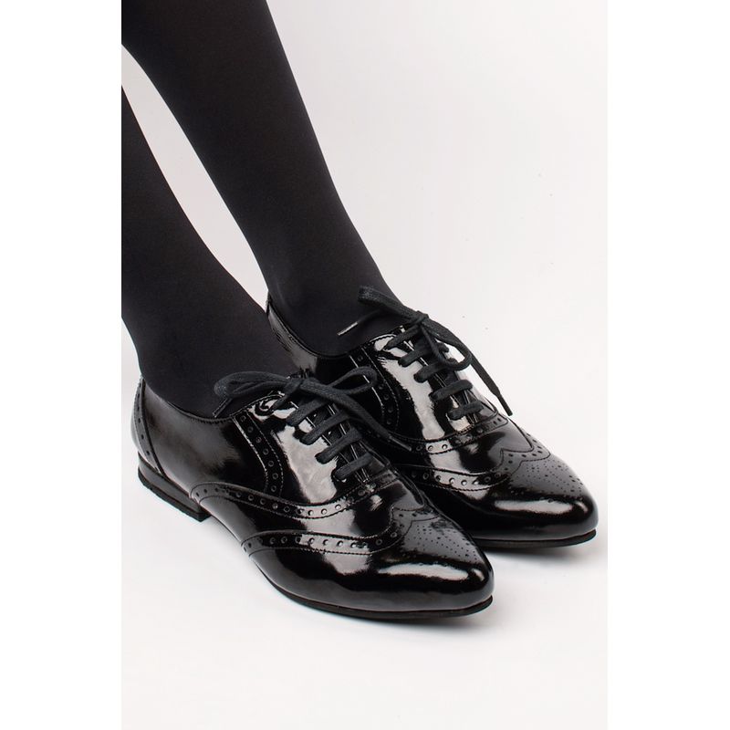 GANDARVA - Zapato Mujer de Cuero Oxford Negro Richato