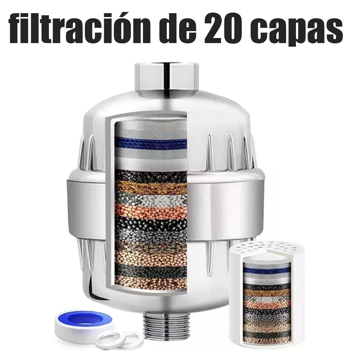 EDWINAYY - Purificador De Agua Ducha Con 2 Cartucho De Filtro 20 Capas
