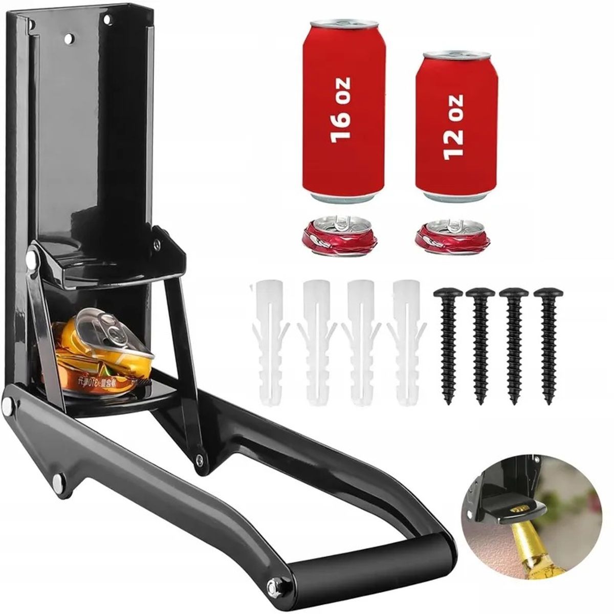 Aplastador De Latas De Aluminio 500 Ml Negro, marca GENERICO - Foto Principal