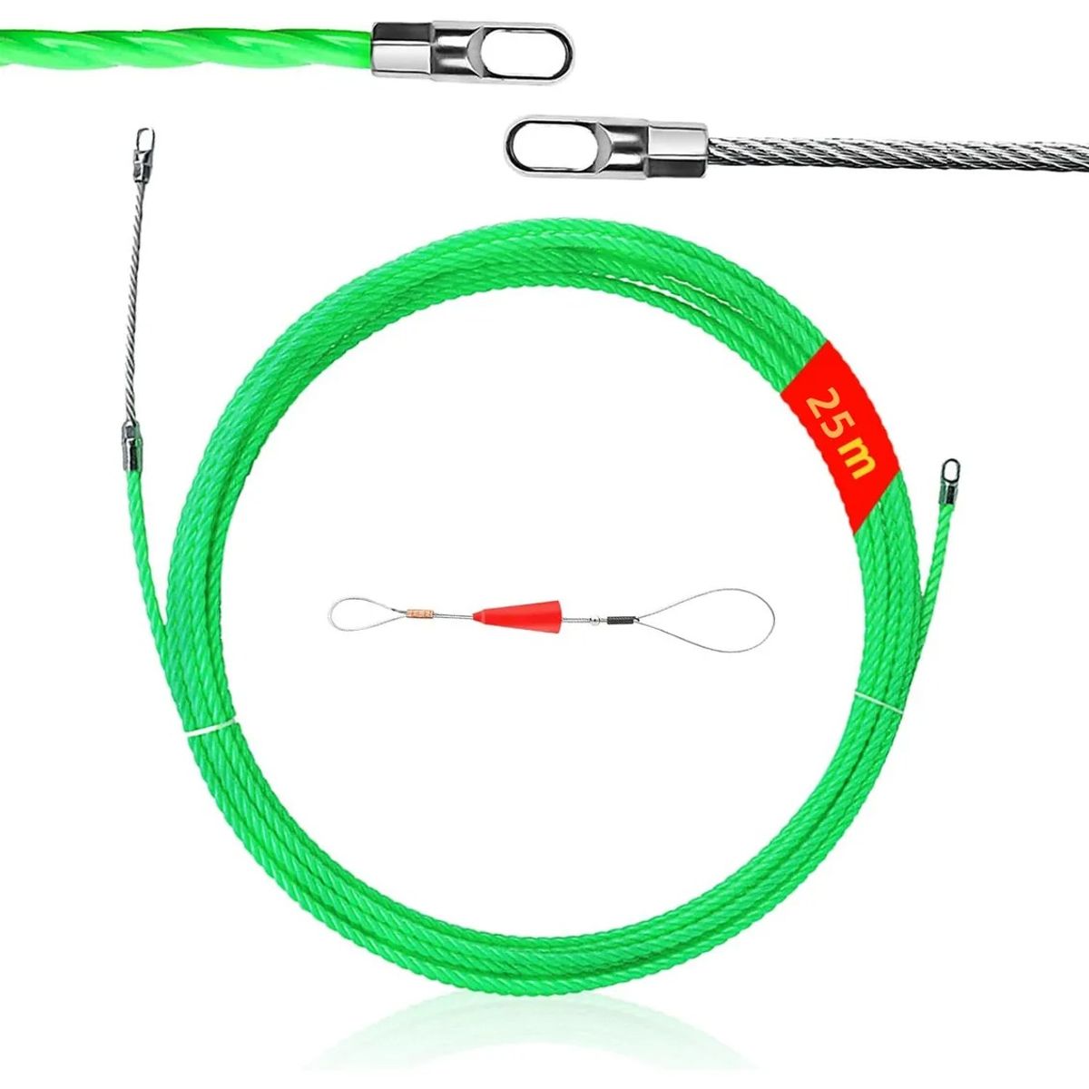 GENERICO - Laucha Pasacables De Fibra Pom De 25m En 42mm Atrapa Cables
