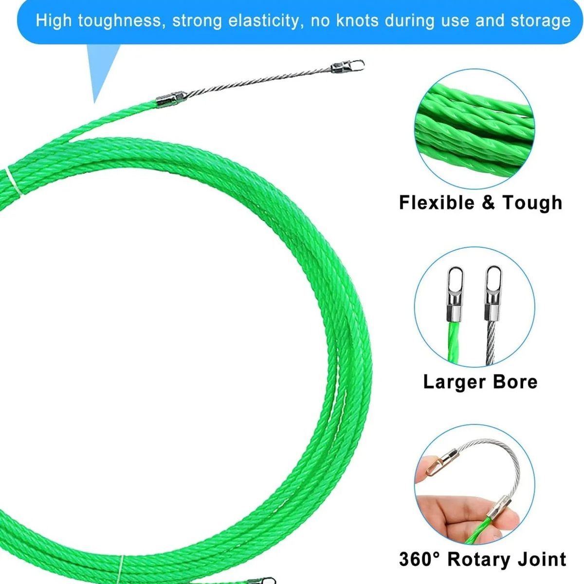 GENERICO - Laucha Pasacables De Fibra Pom De 25m En 42mm Atrapa Cables