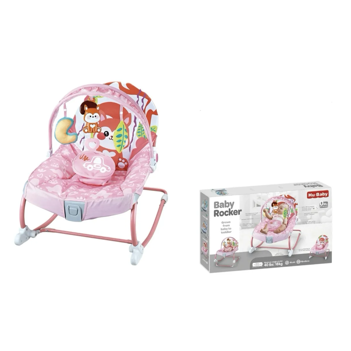 LUBABYCAS - Mecedora Bebé Silla Nido Musical Vibración Rosada LuBabycas