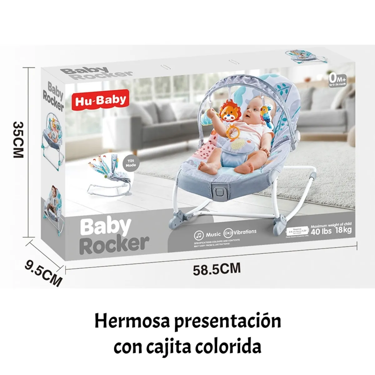 LUBABYCAS - Mecedora Bebé Silla Nido Musical Vibración Rosada LuBabycas
