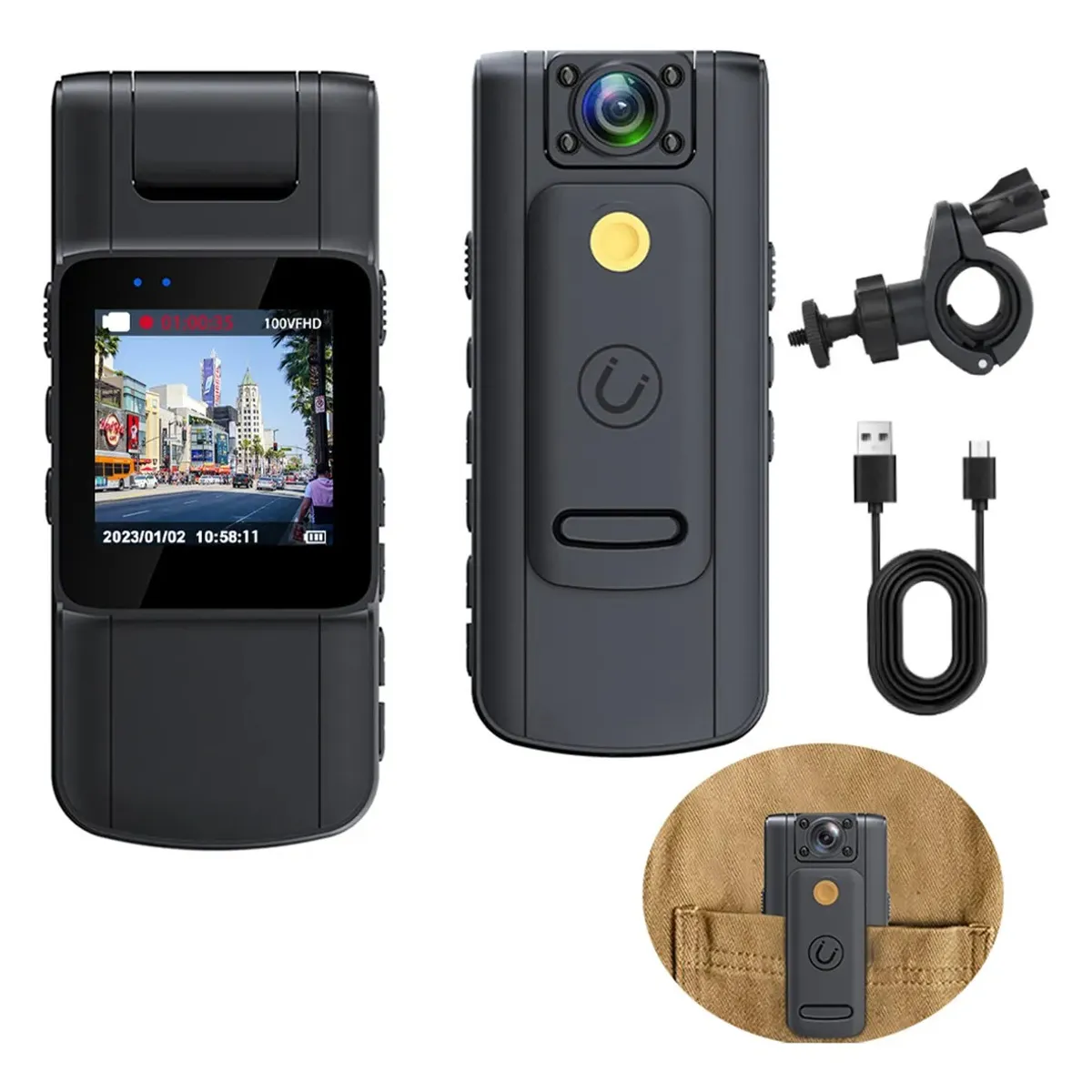 NO LOGO - Cámara De Cuerpo Portátil Hd Pantall Grabadoras Video 1080p