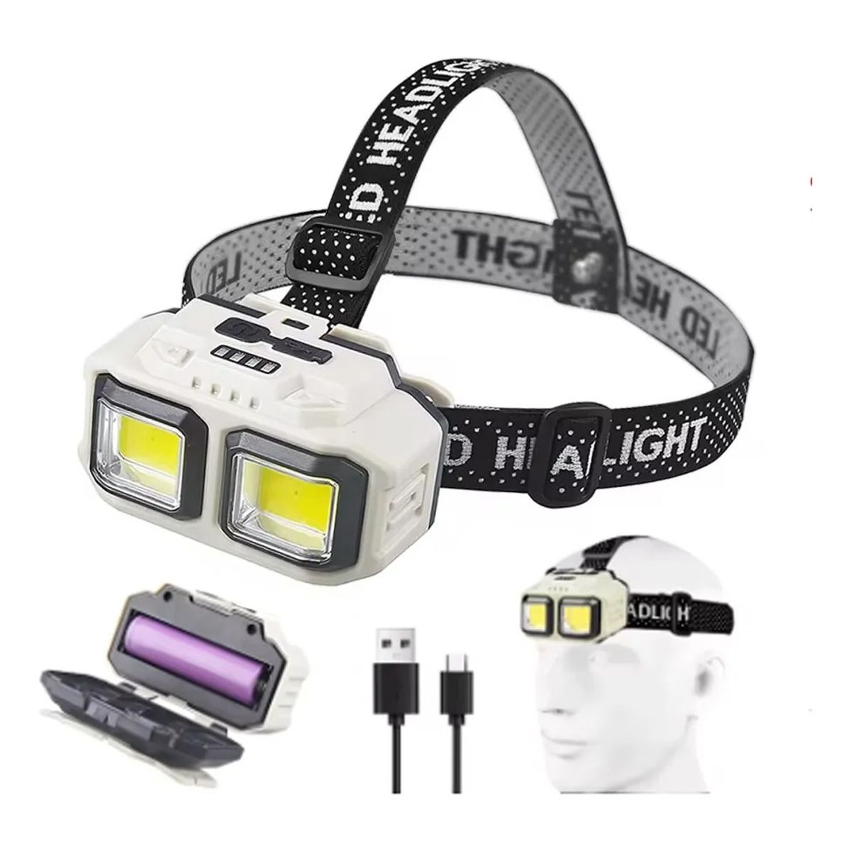 NO LOGO - Linterna Frontal Minero Led Roja Y Blanca