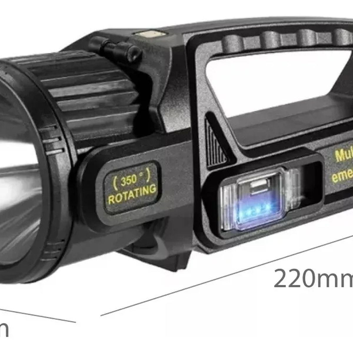 NO LOGO - Linterna Reflector Doble Foco Usb Y Solar De Alta Potencia