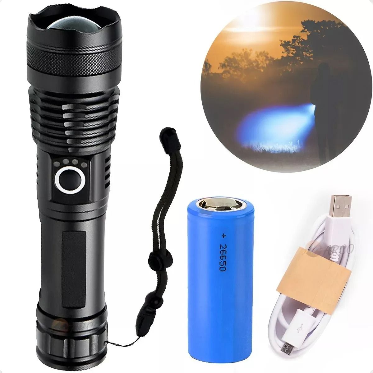 NO LOGO - Potente Linterna Tactica Militar Usb P50 Linternas Camping