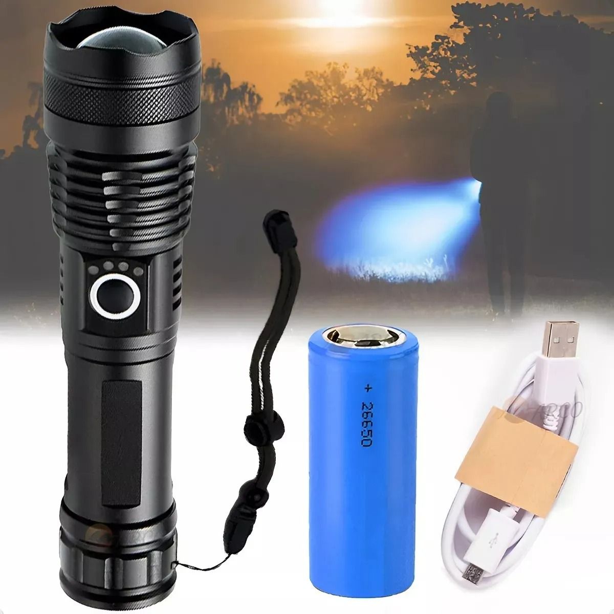 NO LOGO - Potente Linterna Tactica Militar Usb P50 Linternas Camping