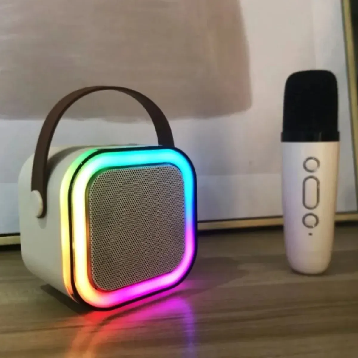 NO LOGO - Parlante Karaoke Altavoz Bluetooth K12 Con Micrófono Beige