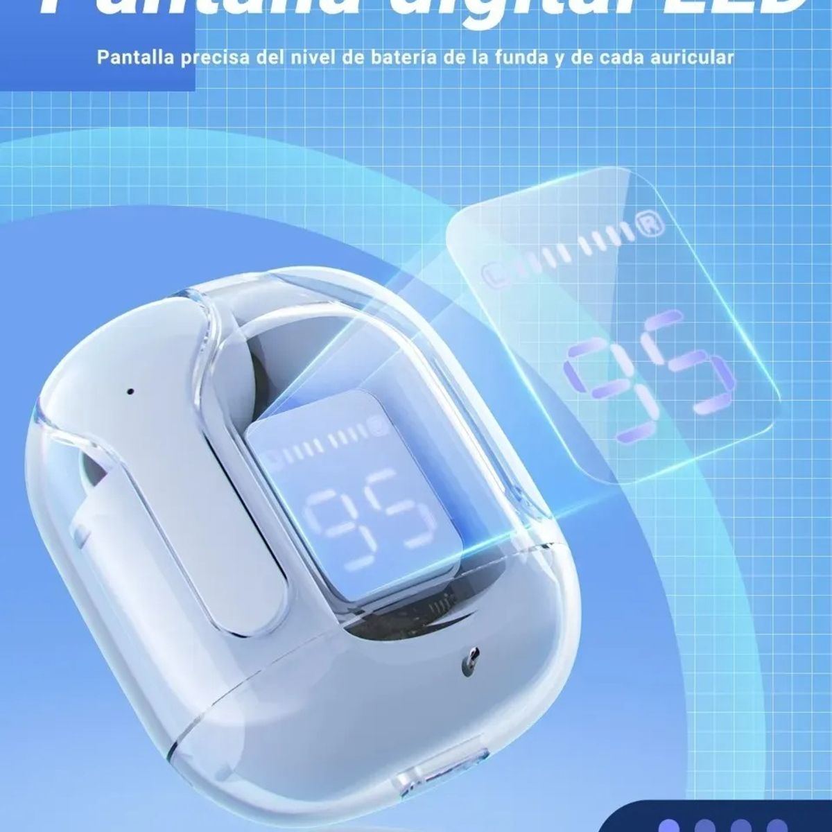NO LOGO - Audifonos Inalámbricos Pantalla Digital Reducción Ruido Ipx4 Azul