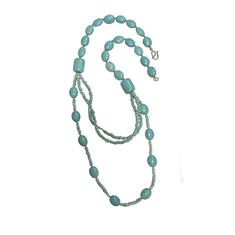 TAETHAI - Collar de plata 925 con piedras Turquesa y Crisocola