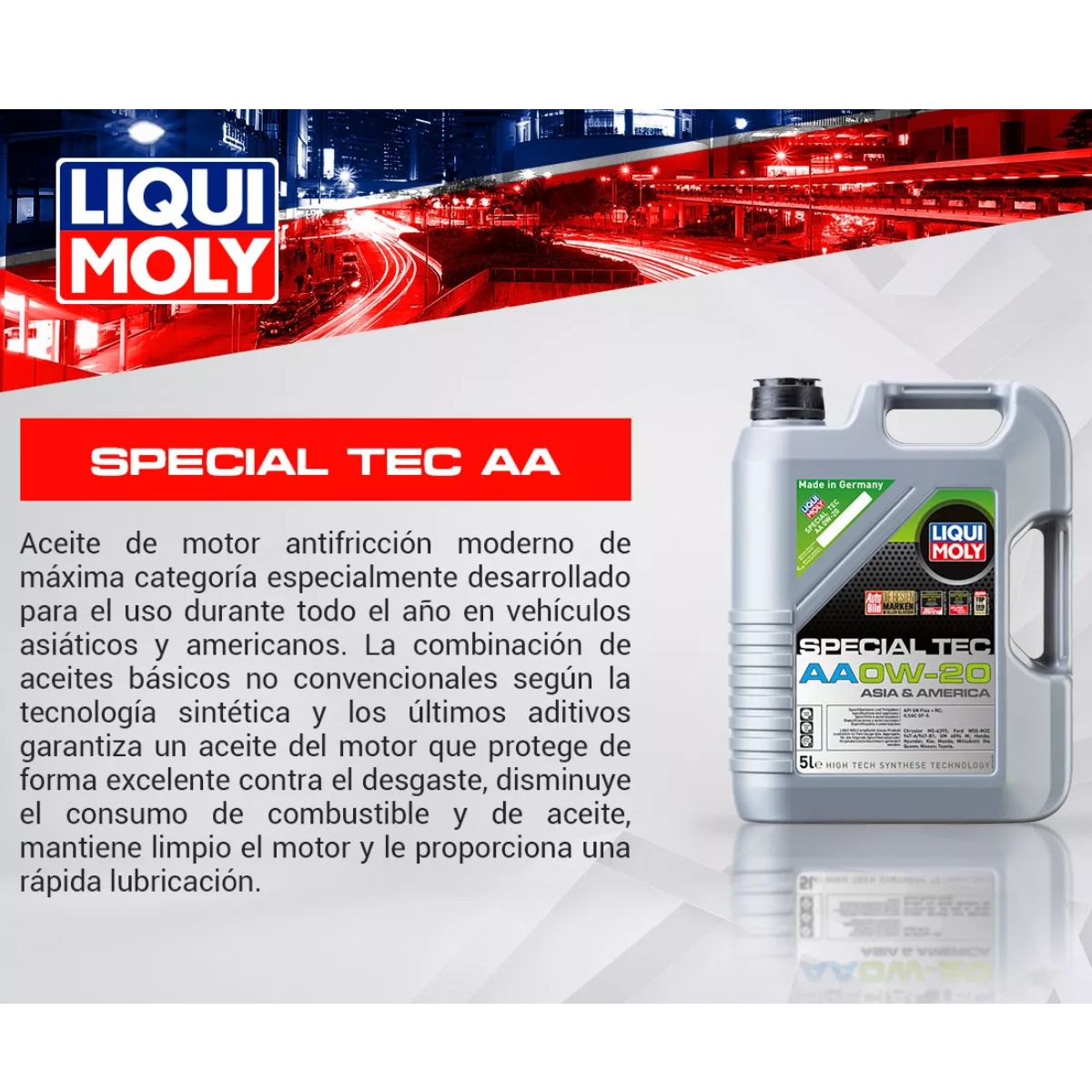 LIQUI MOLY - Aceite Para Motor Special Tec Aa 0w-20 Liqui Moly 5l