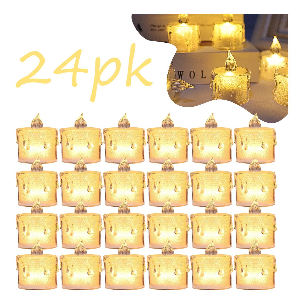 EDWINAYY - 24 Velas Electrónicas Decorativas Led Amarillas Con Pilas