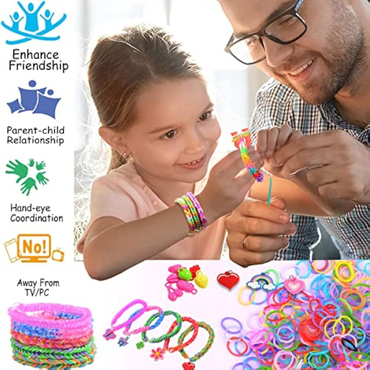 EDWINAYY - Kit Para Hacer Pulseras De Elástico 23 Colores 1500+ Uds