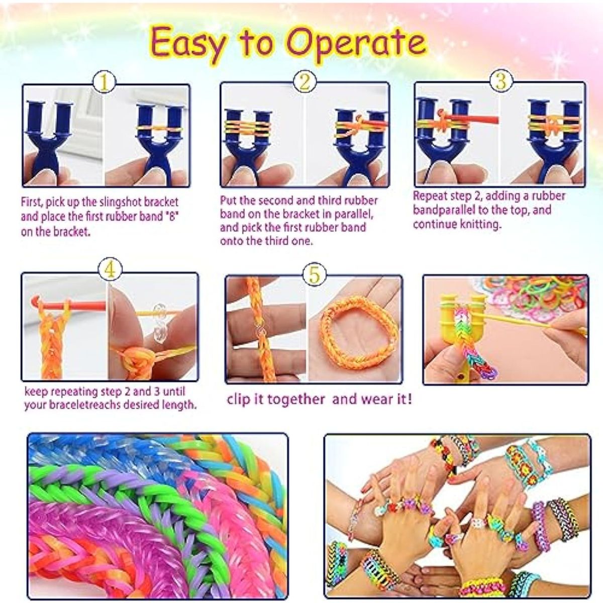 EDWINAYY - Kit Para Hacer Pulseras De Elástico 23 Colores 1500+ Uds