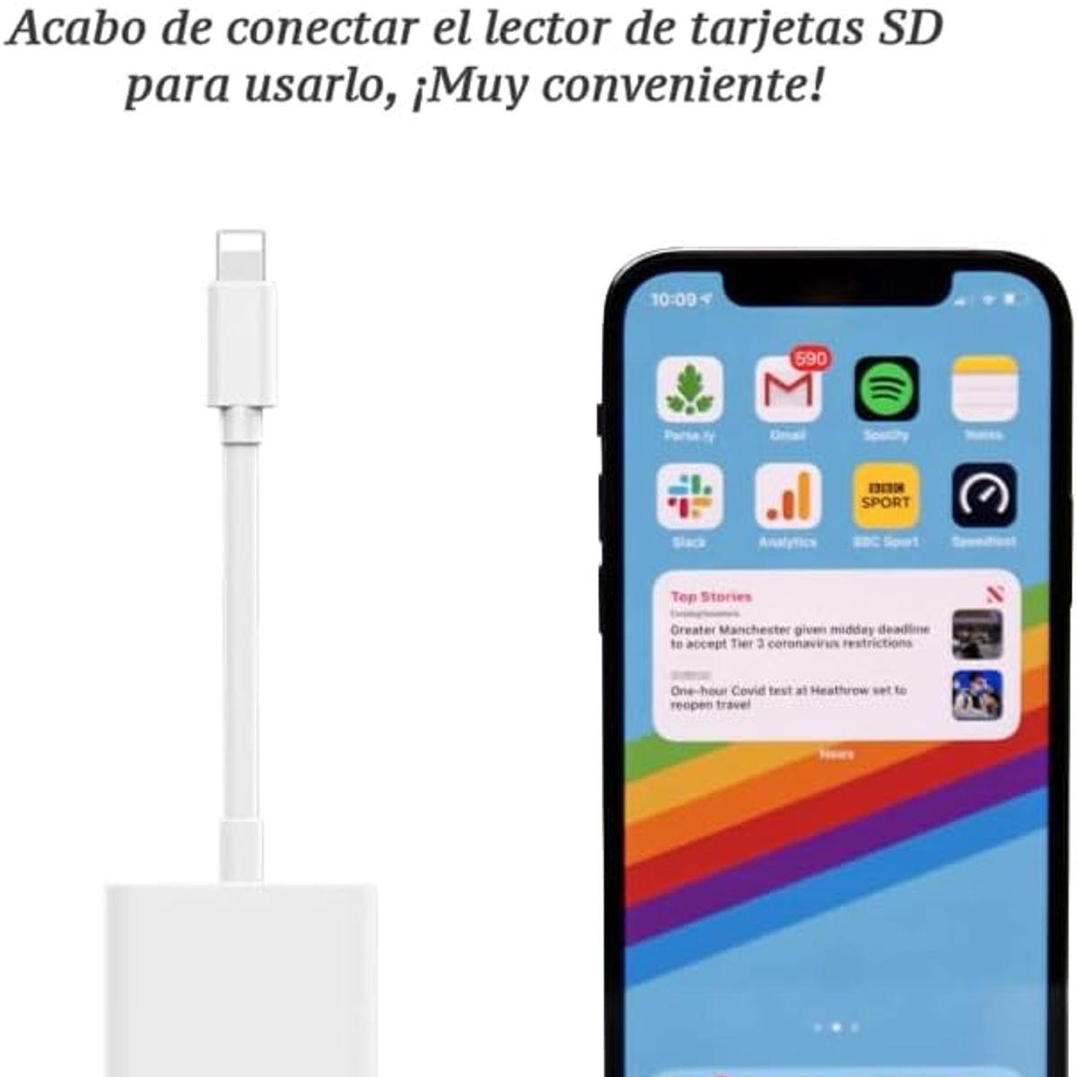 KUANGYE - Cable Adaptador Usb 3.0 Para Lightning A Memoria Sd Camara.