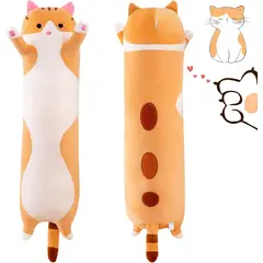 KUANGYE - Peluche Almohada Gatito Largo Gato Kawai Grande
