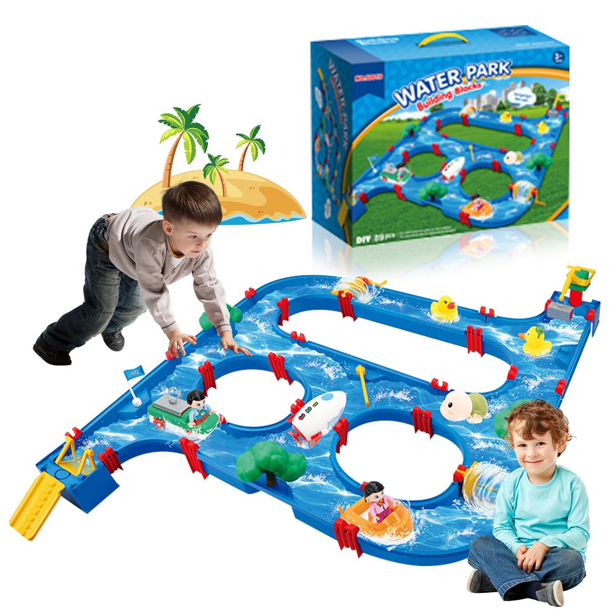 EDWINAYY - Juguete De Piscina Con Barco Juegos Acuáticos 89 Piezas