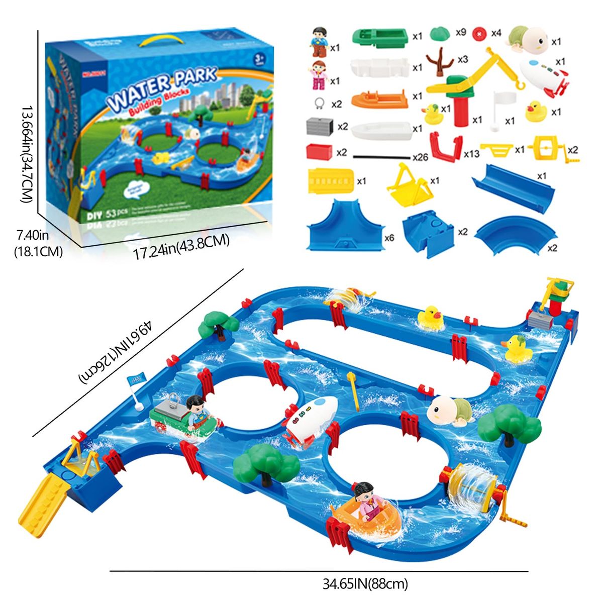 EDWINAYY - Juguete De Piscina Con Barco Juegos Acuáticos 89 Piezas