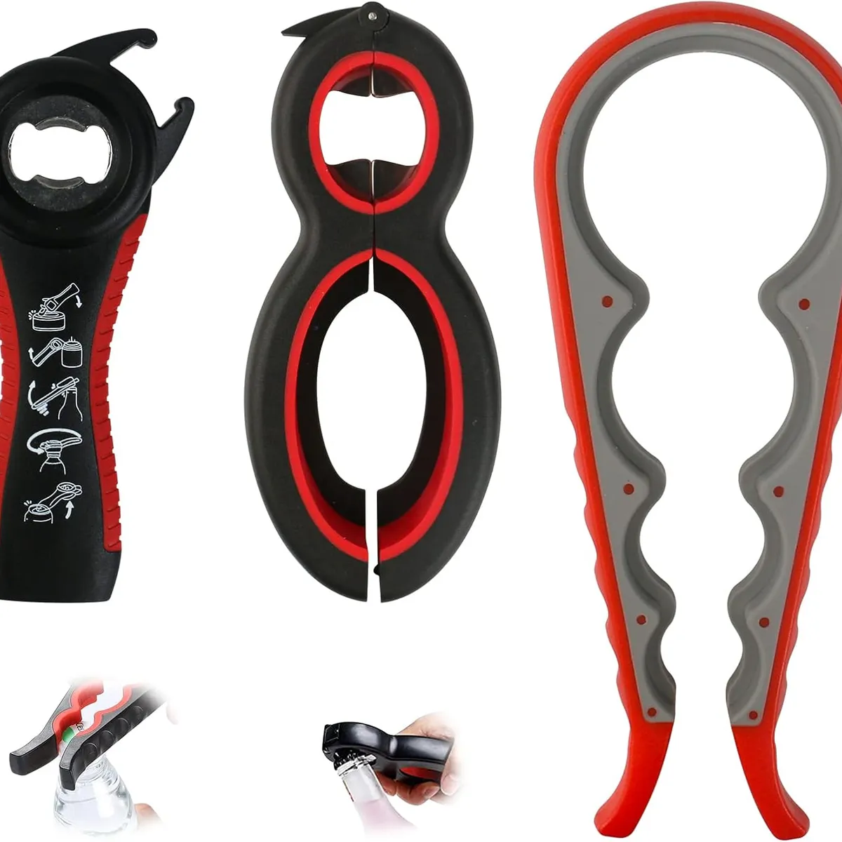 KUANGYE - Set 3 Abre Facil Multifuncional Frascos Latas Botellas Y Mas