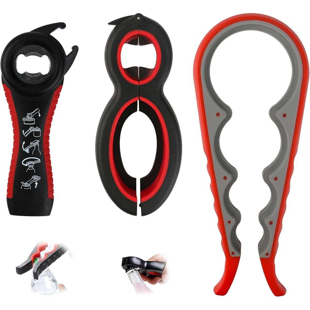 KUANGYE - Set 3 Abre Facil Multifuncional Frascos Latas Botellas Y Mas