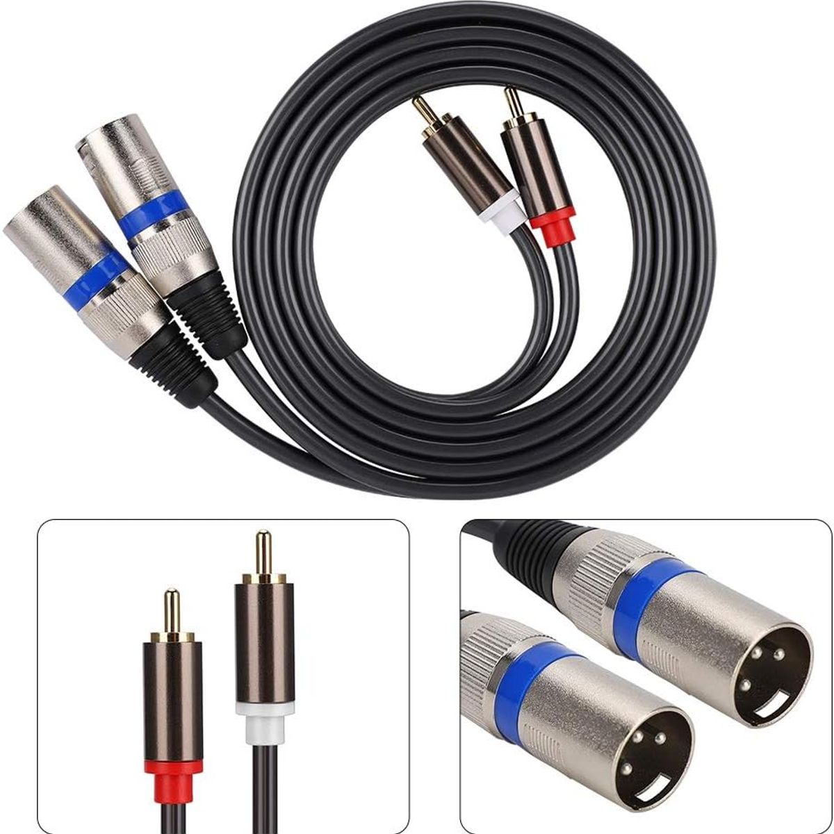 KUANGYE - Cable Audio Profesional Djs 2 Xlr Plug A 2 Rca 1,5 Metros
