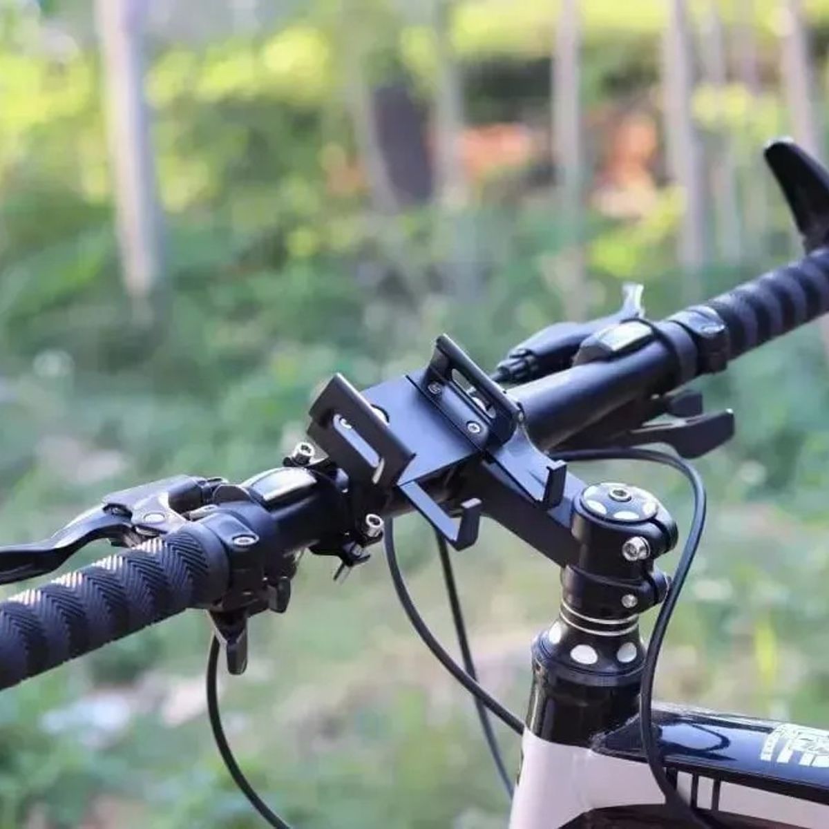 KUANGYE - Porta Smartphone Celular Metálico Para Moto Bicicleta Grande Negro