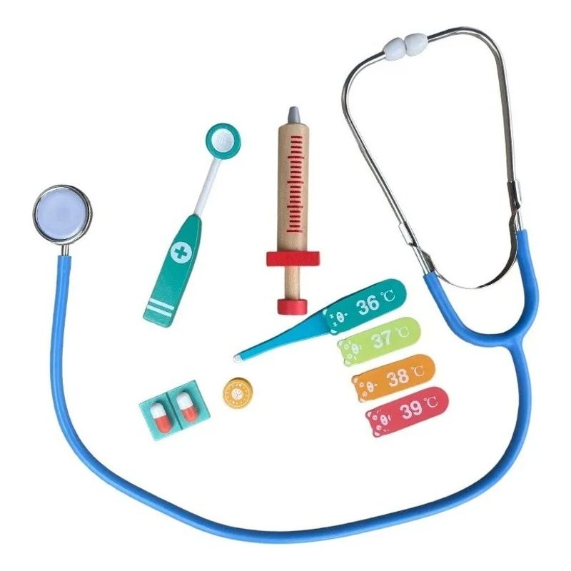 GENERICO - Set 6 Doctor Juguete Madera Estetoscopio Para Niños Y Niñas