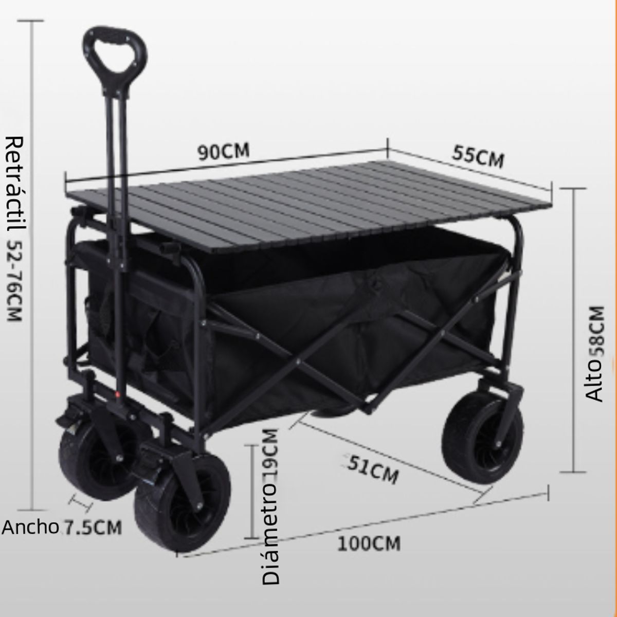 YOMYM - Carrito De Paseo Plegable 3 En 1 Portátil Cubierto 76×55×100CM