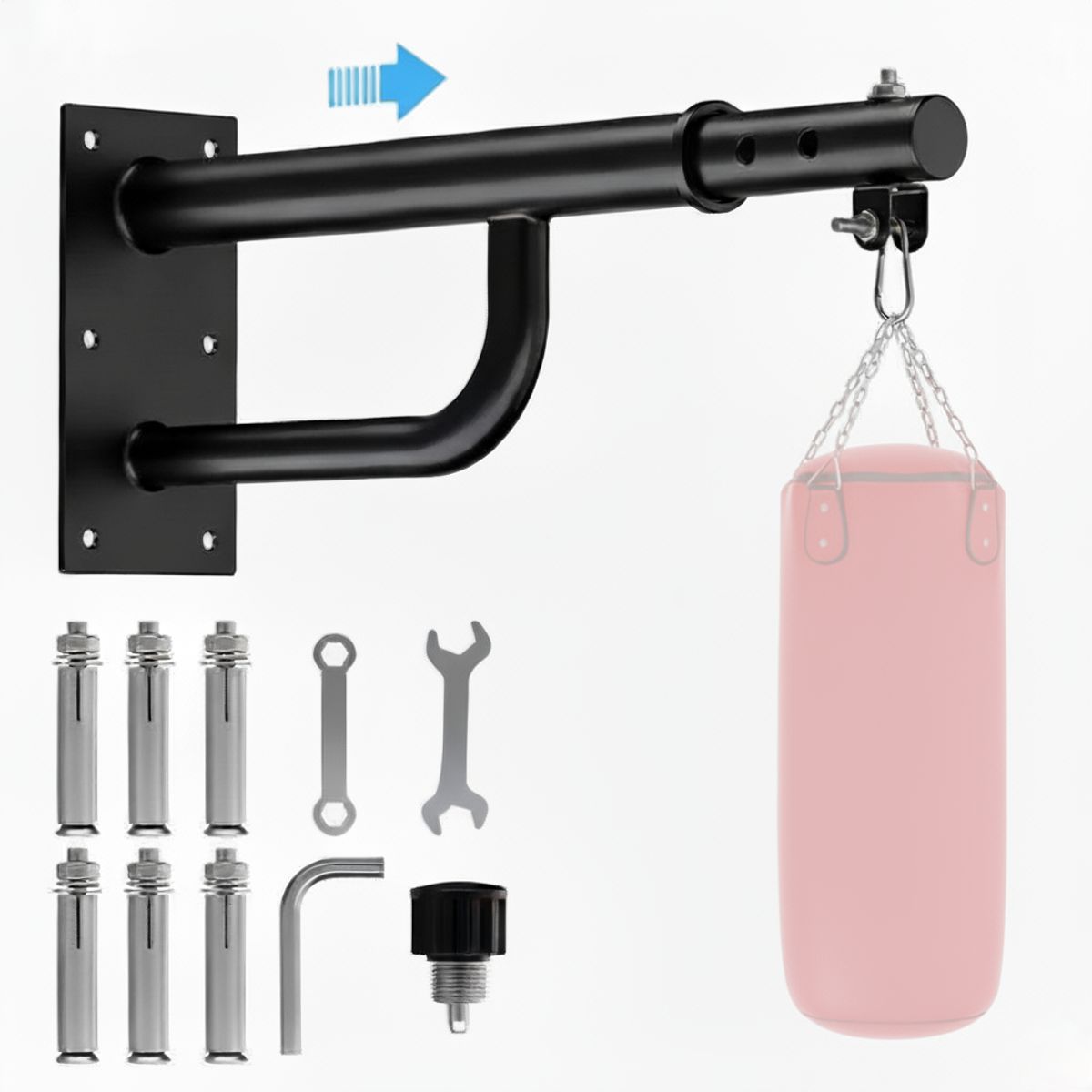 KOKILA - Soporte Saco Boxeo Muro Extensible 150kg Acero Reforzado