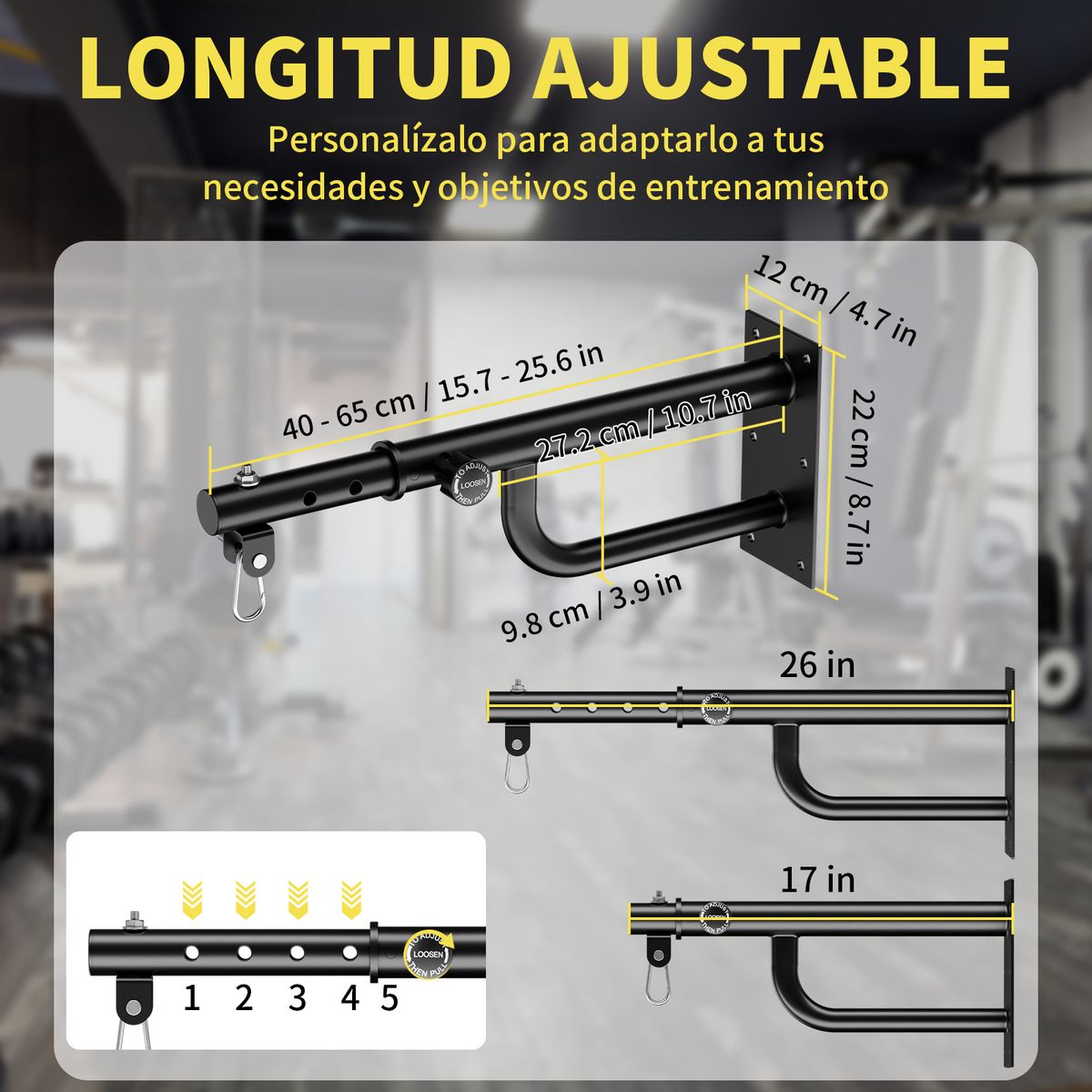 KOKILA - Soporte Saco Boxeo Muro Extensible 150kg Acero Reforzado