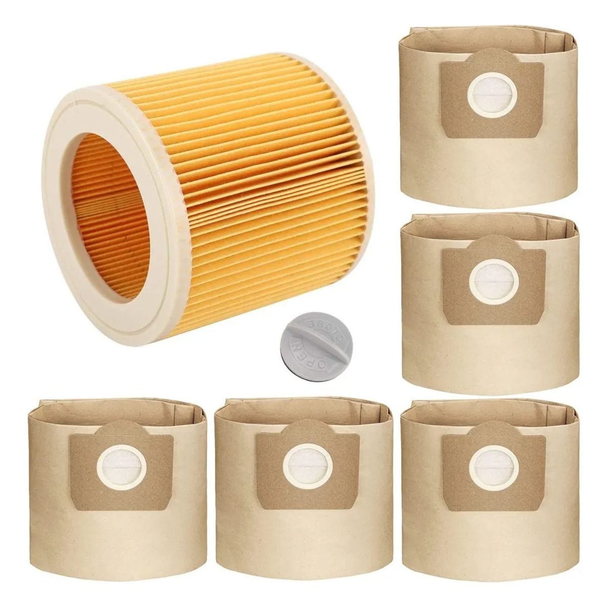 GENERICO - Kit Filtro Bolsa Para Karcher 5un Wd 3.300 M Wd3