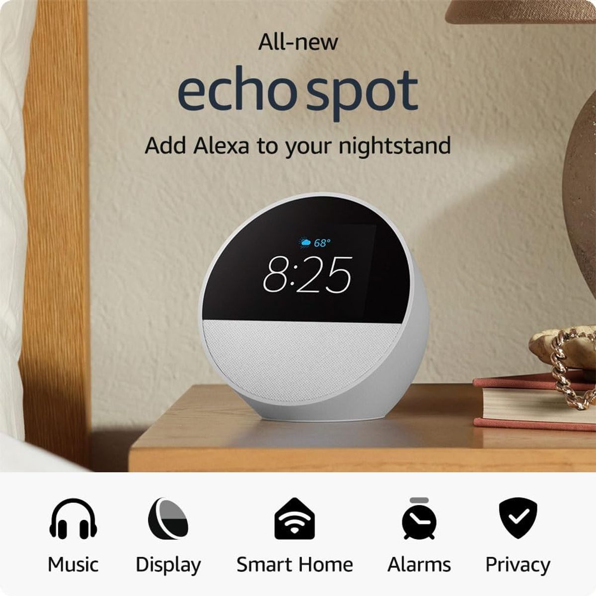 AMAZON - Amazon Echo Spot 2024 con Alexa - Blanco
