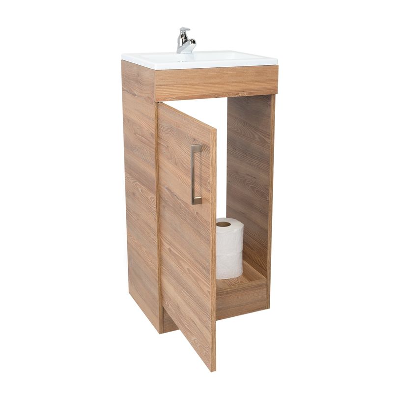 TUHOME - Mueble Vanitorio Madrid 1 Puerta Miel Con Lavamanos